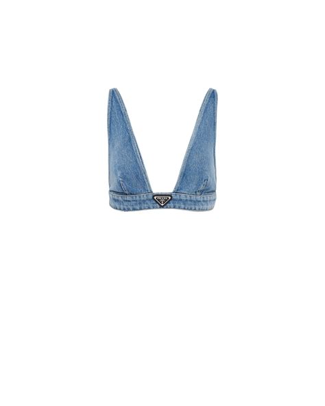 denim top prada|Prada nylon top.